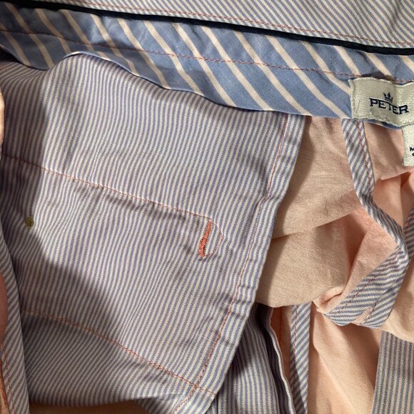 Mens Peter Millar Shorts Cotton Nylon Peach Blue‎ 34 Fade Flat Front - Picture 8 of 11